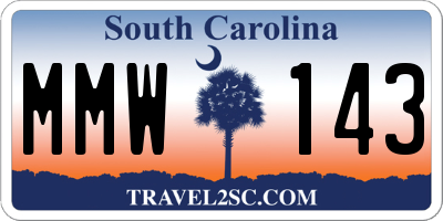 SC license plate MMW143