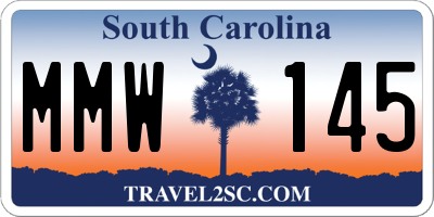 SC license plate MMW145