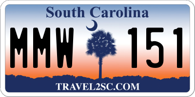 SC license plate MMW151