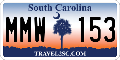 SC license plate MMW153