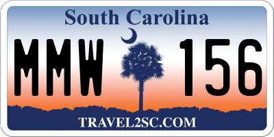 SC license plate MMW156