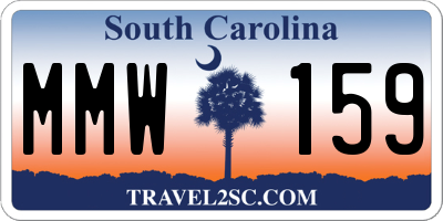 SC license plate MMW159
