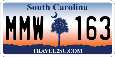 SC license plate MMW163