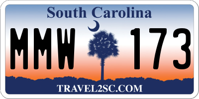 SC license plate MMW173
