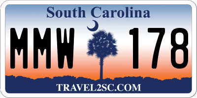 SC license plate MMW178
