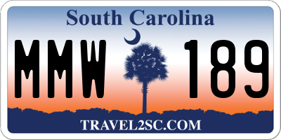 SC license plate MMW189