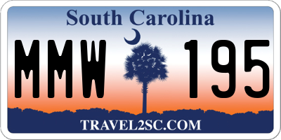 SC license plate MMW195