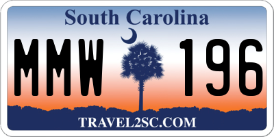 SC license plate MMW196