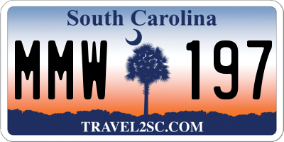 SC license plate MMW197