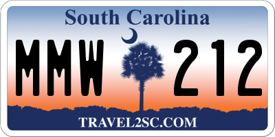 SC license plate MMW212