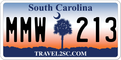 SC license plate MMW213