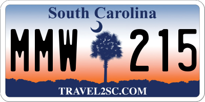 SC license plate MMW215
