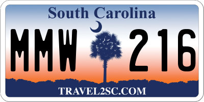 SC license plate MMW216