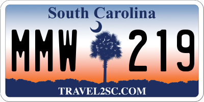 SC license plate MMW219