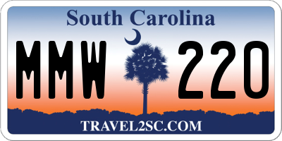 SC license plate MMW220