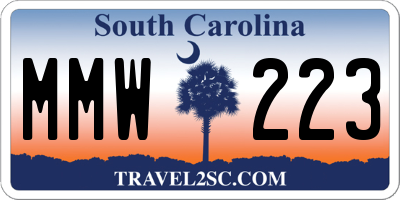 SC license plate MMW223