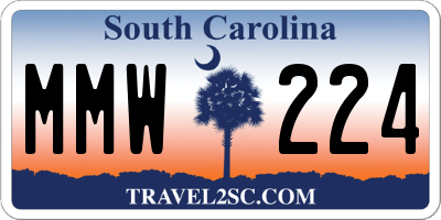 SC license plate MMW224