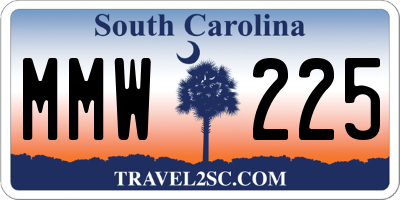 SC license plate MMW225