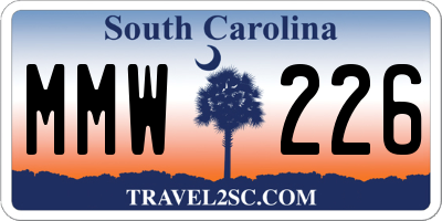 SC license plate MMW226