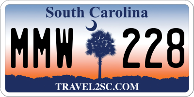 SC license plate MMW228