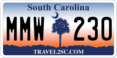SC license plate MMW230