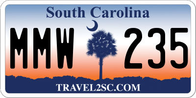 SC license plate MMW235