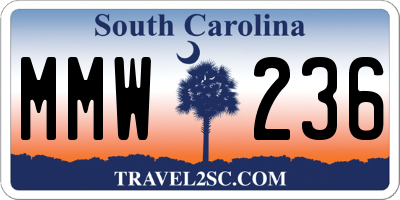 SC license plate MMW236