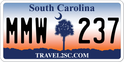 SC license plate MMW237