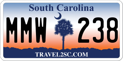 SC license plate MMW238
