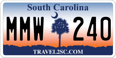 SC license plate MMW240