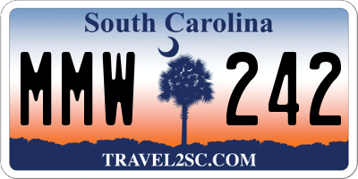 SC license plate MMW242