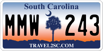 SC license plate MMW243