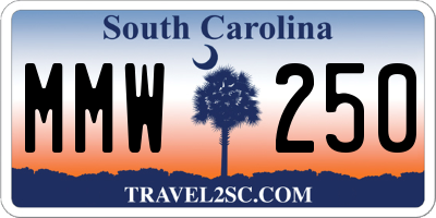 SC license plate MMW250