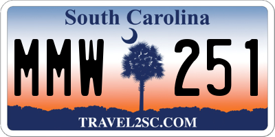 SC license plate MMW251