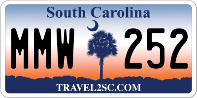 SC license plate MMW252