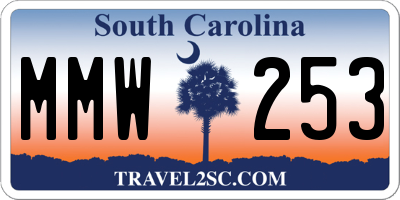 SC license plate MMW253