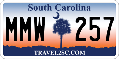 SC license plate MMW257