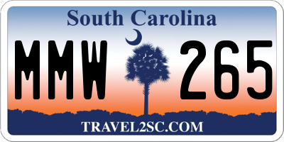 SC license plate MMW265
