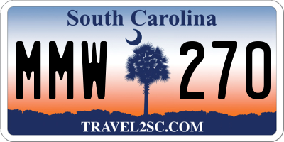 SC license plate MMW270