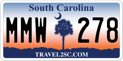 SC license plate MMW278