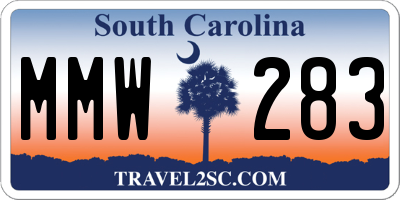 SC license plate MMW283
