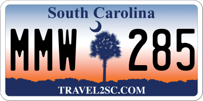 SC license plate MMW285