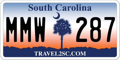 SC license plate MMW287