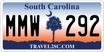 SC license plate MMW292