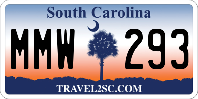 SC license plate MMW293