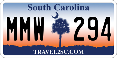SC license plate MMW294