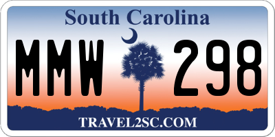 SC license plate MMW298
