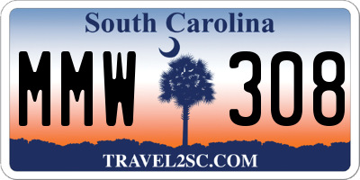 SC license plate MMW308