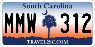 SC license plate MMW312