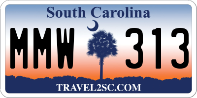 SC license plate MMW313